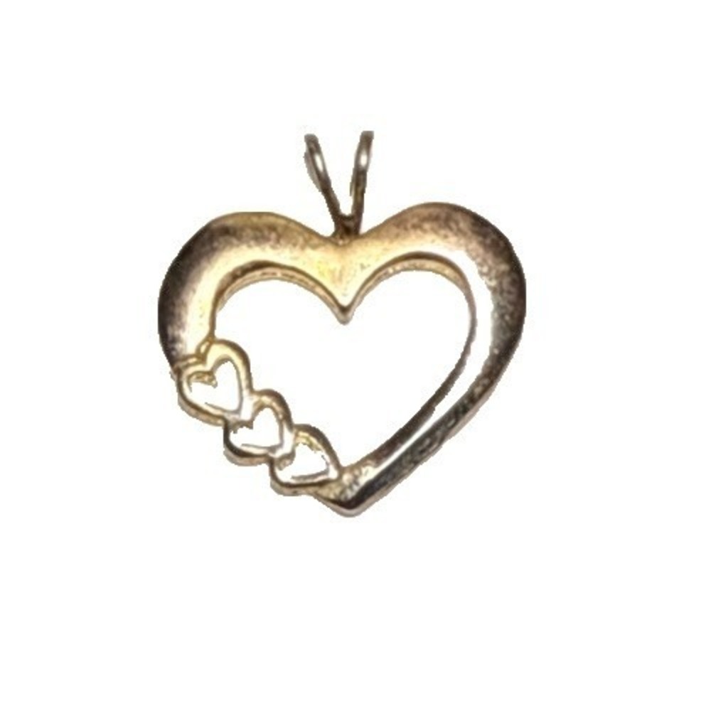 Vintage Necklace Pendant Heart Gold Tone J-10E